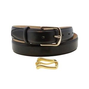 New Black Genuine Saddle Leather Belt 32mm Size 38